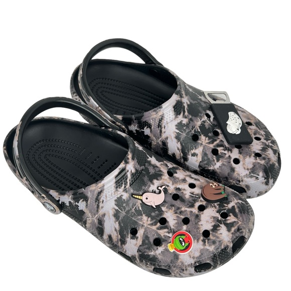 Crocs Classic Bleach Dye Slip On With Jibits Mules Clogs Size 10 (M) / 12 (W) - Picture 2 of 13